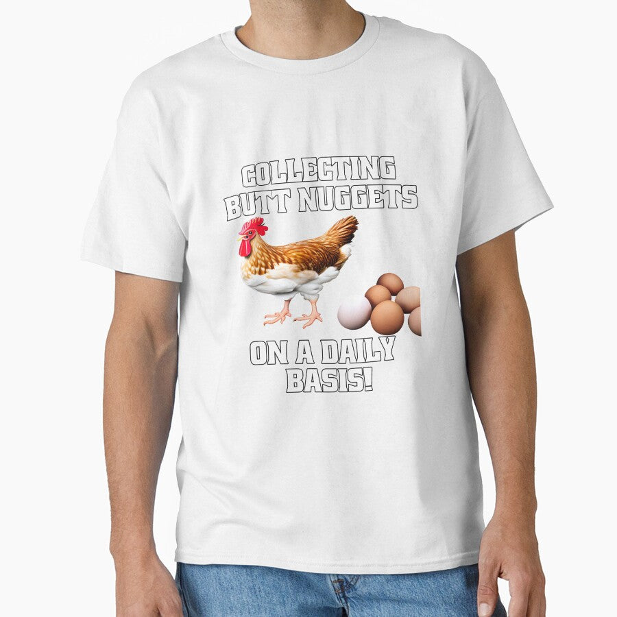 Funny Chicken Farmer Humor Collecting Butt Nuggets On A Daily Basis by fantasticdesign