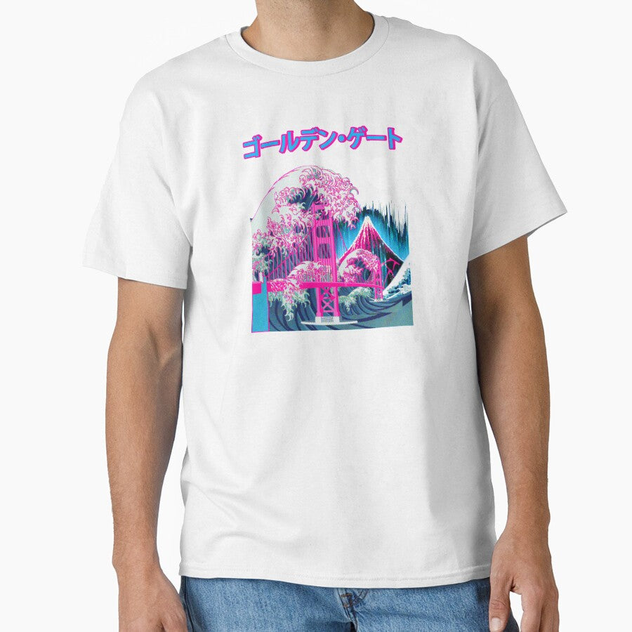 Vaporwave Aesthetic Art - Glitch Japan Golden Gate Bridge Mt. Fuji by Hitagivapor