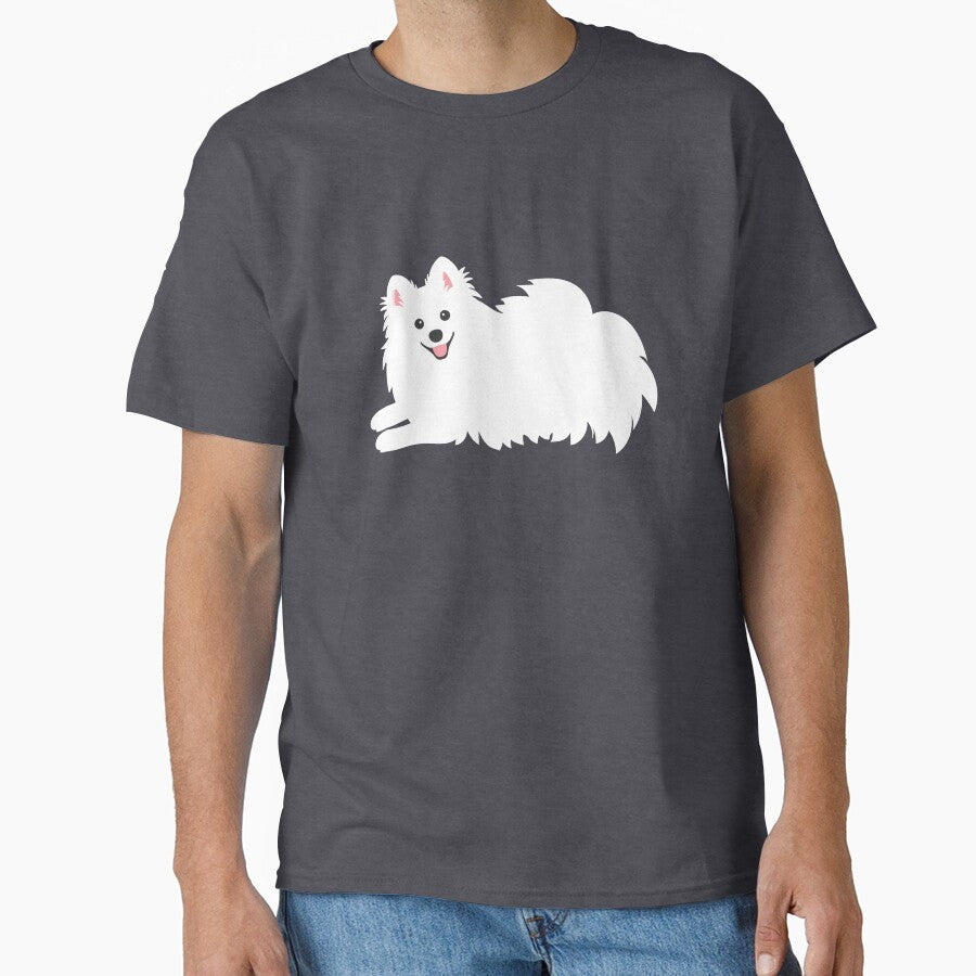 Waiting Japanese Spitz Puppy Dog - KamaHachi Sky Blue by kamahachi