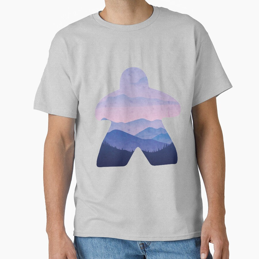 Beautiful Purple Mountain Scape Meeple Board Game Scene by BeamGeeks