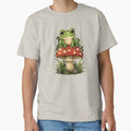 Cute Frog Sitting on Mushroom Illustration by DKSH1234