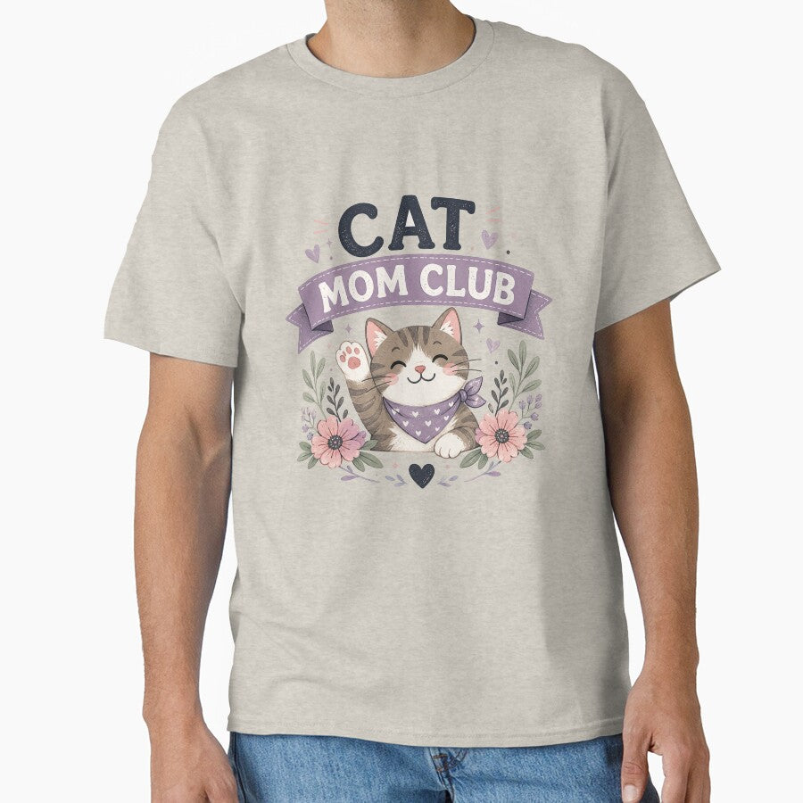 Cat Mom Club Cute Floral Cat Mom Gift Kawaii Cat Lover Design by MimiSabu