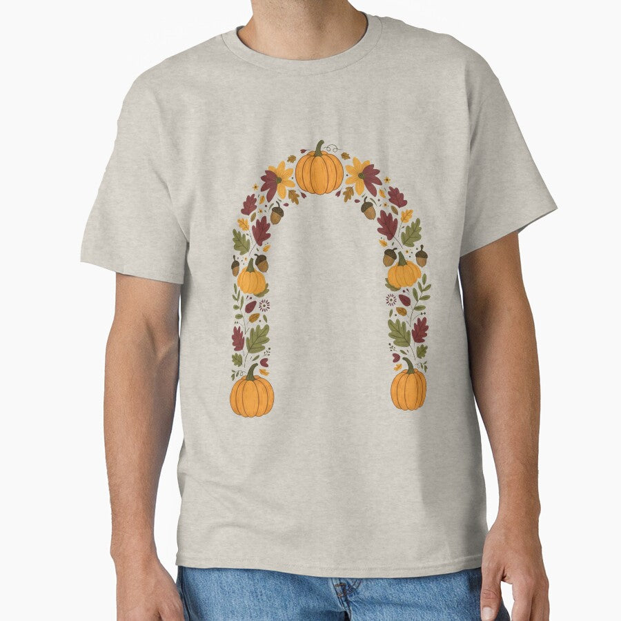 Boho Autumn Floral Arch Pumpkin Fall Botanical Frame by Dzblack