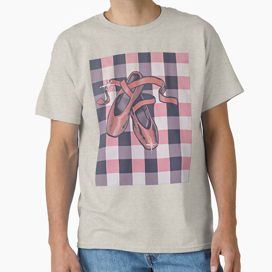 Pink Ballet Slippers on Plaid by Hearthuestudios