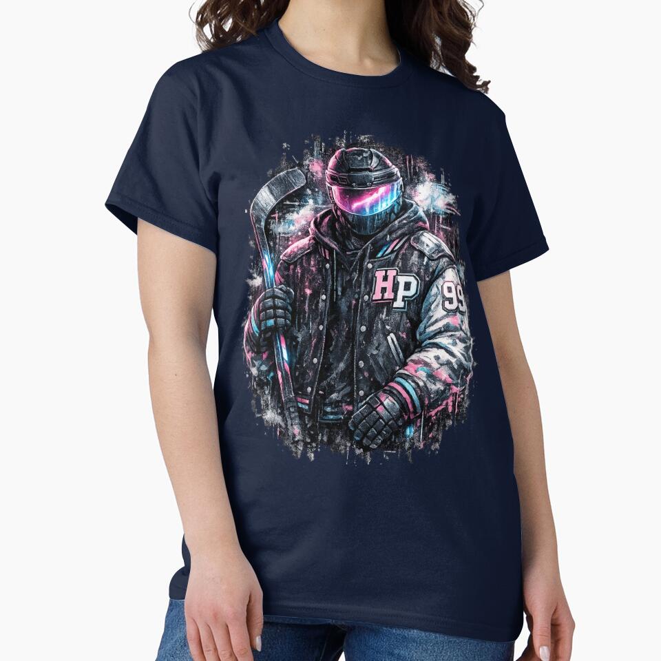 yber Hockey Futuristic Varsity Streetwear Shirt by EchoPrint Co.