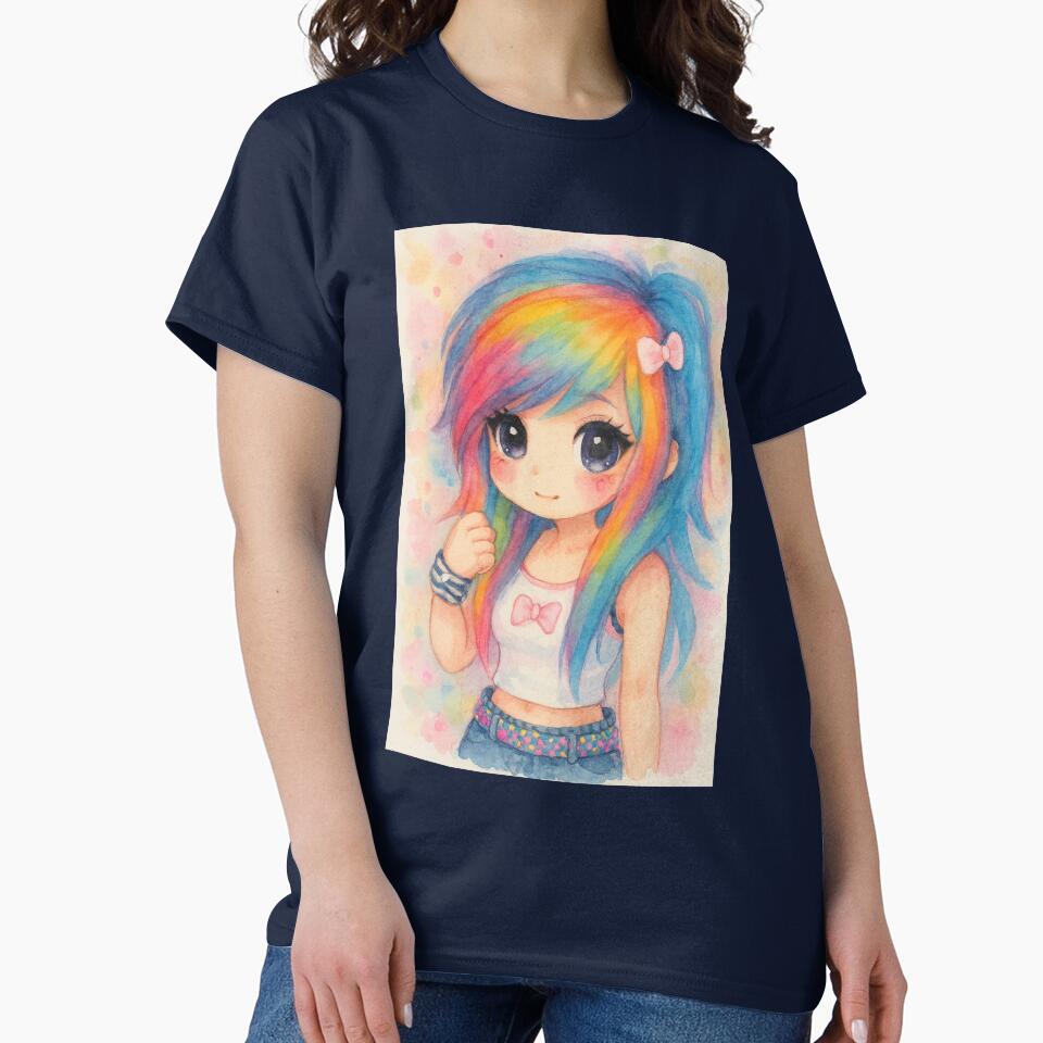 Kawaii Rainbow Dash Human Anime Watercolor by Monkeysalad