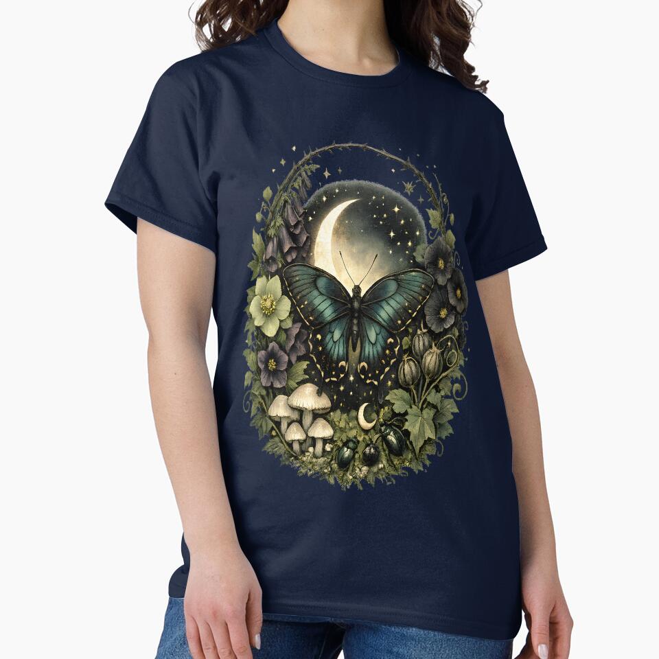 Moonlit Moth Botanical Wreath Design by SasmitaStudioCo