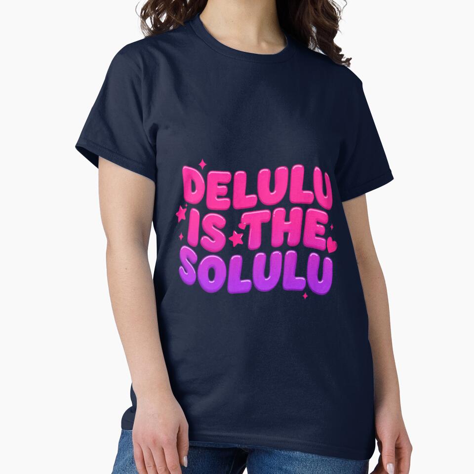 Delulu is the Solulu Funny Gen Z Trendy Bubble Letter Design by Barkashow