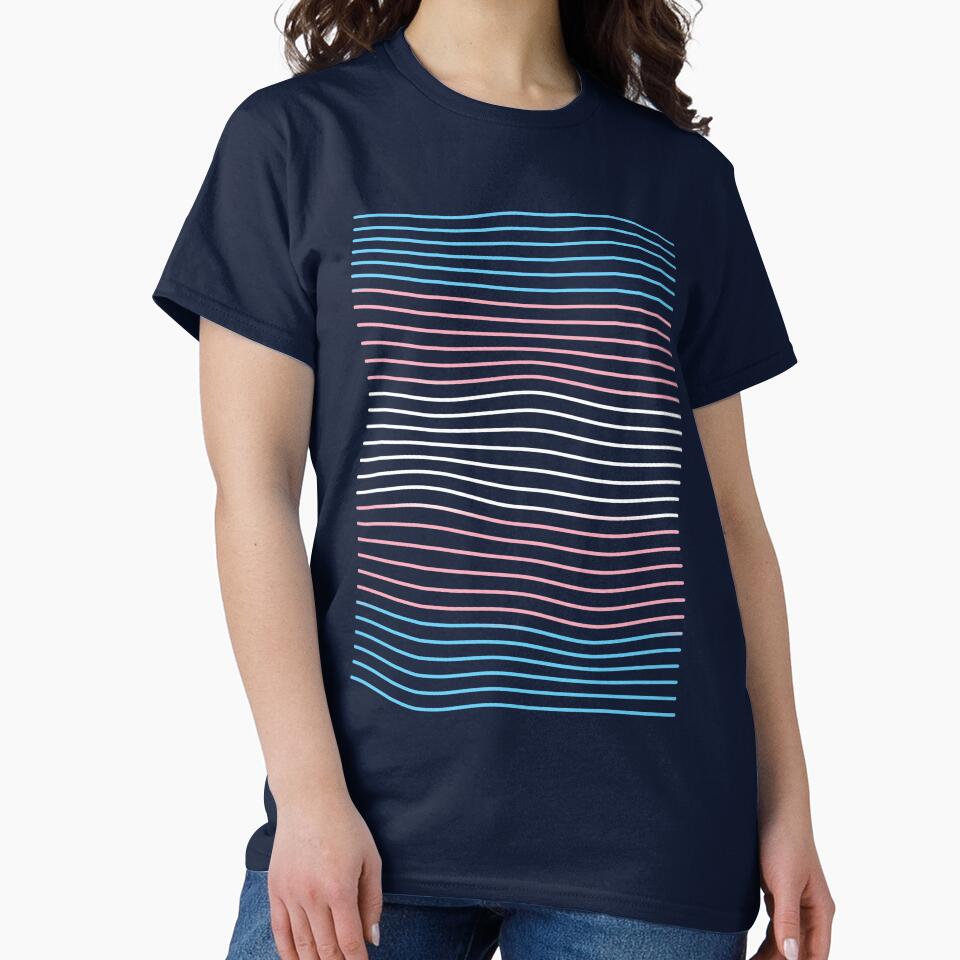 Minimalist Transgender Pride Flag Waves – Modern LGBTQ Line Art Design by Lanakila Studio