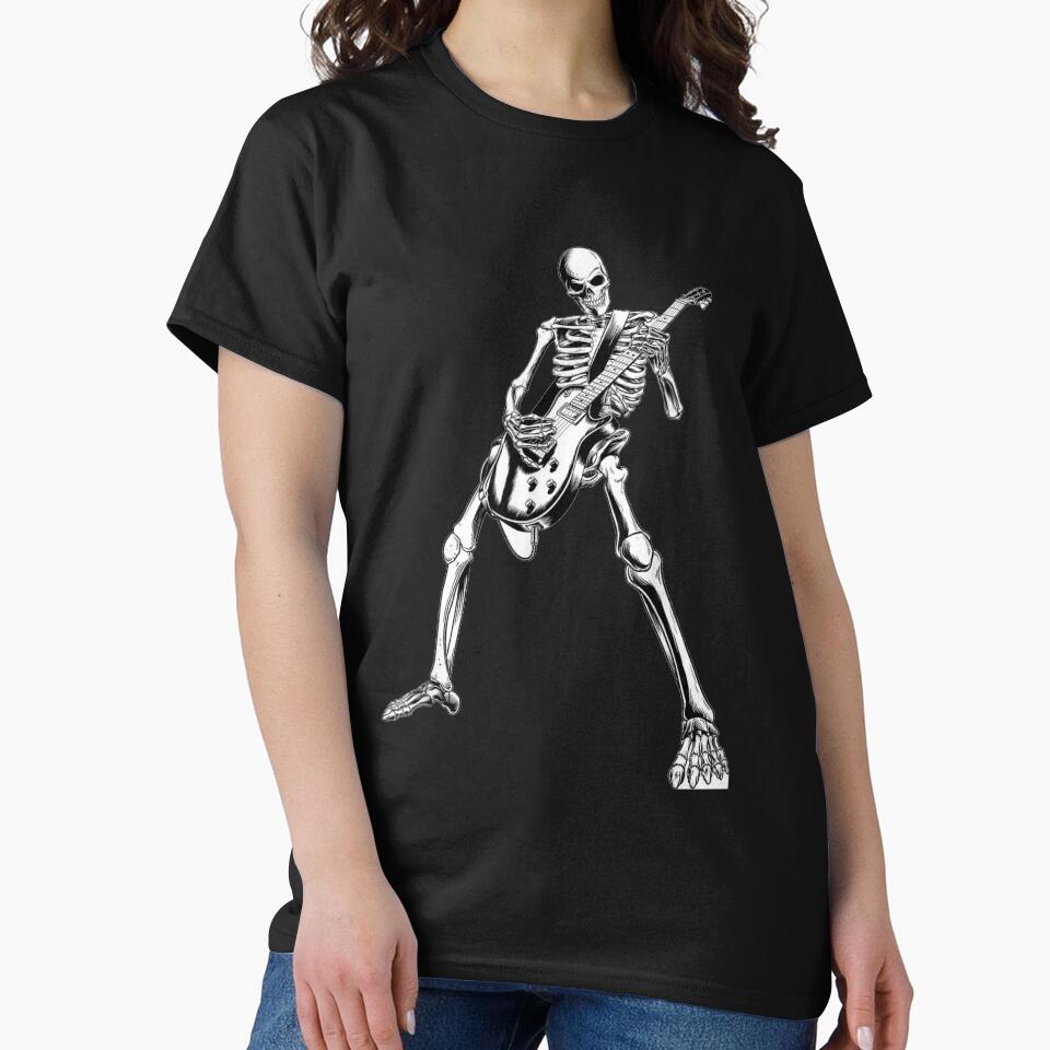 skeleton playing guitar electric Acoustic Classical by bluechic89