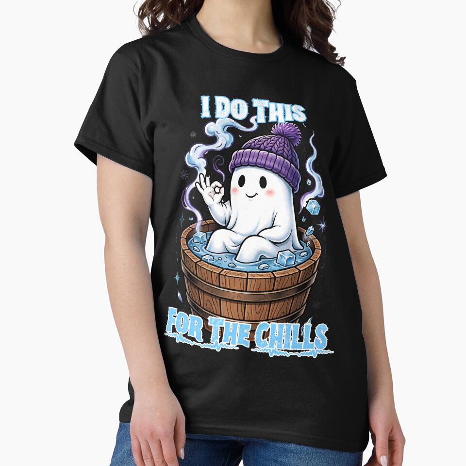 I Do This For The Chills Cute Ghost Cold Plunge T-Shirt by Neurospicy Trolls