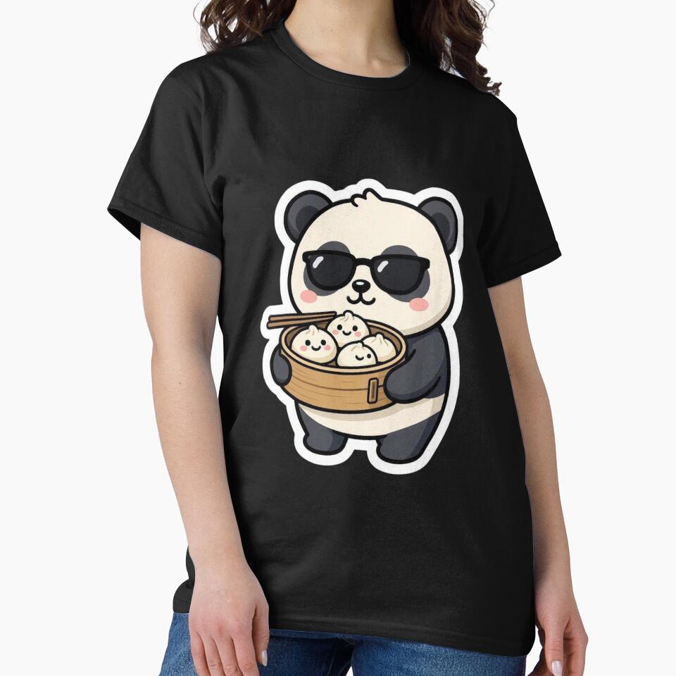 Cute Panda Eating Dumplings Dim Sum Sunglasses by BobaCatDesign