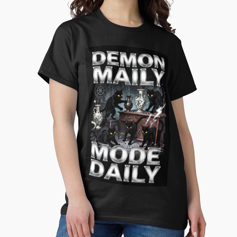 90s Bootleg Demon Mode Daily Black Cat Retro Graphic by Zentavix