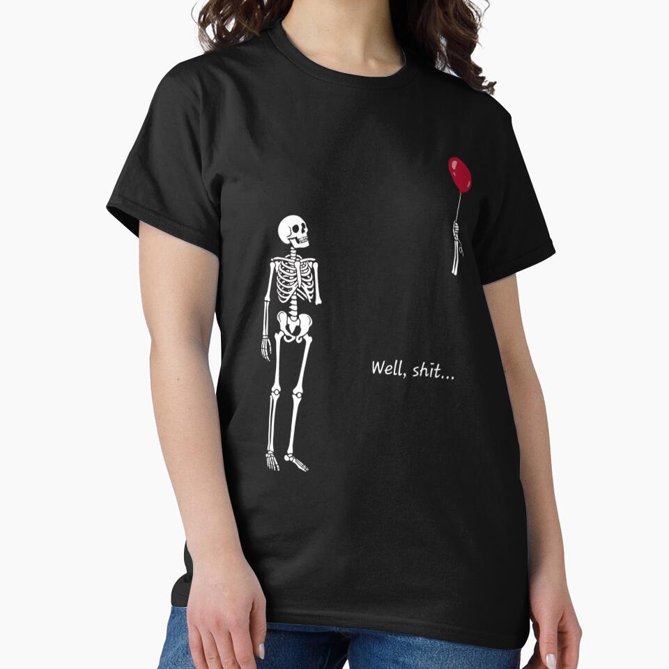 Funny Skeleton Lost Arm Red Balloon Well Shit Dark Humor by haitrieuic96