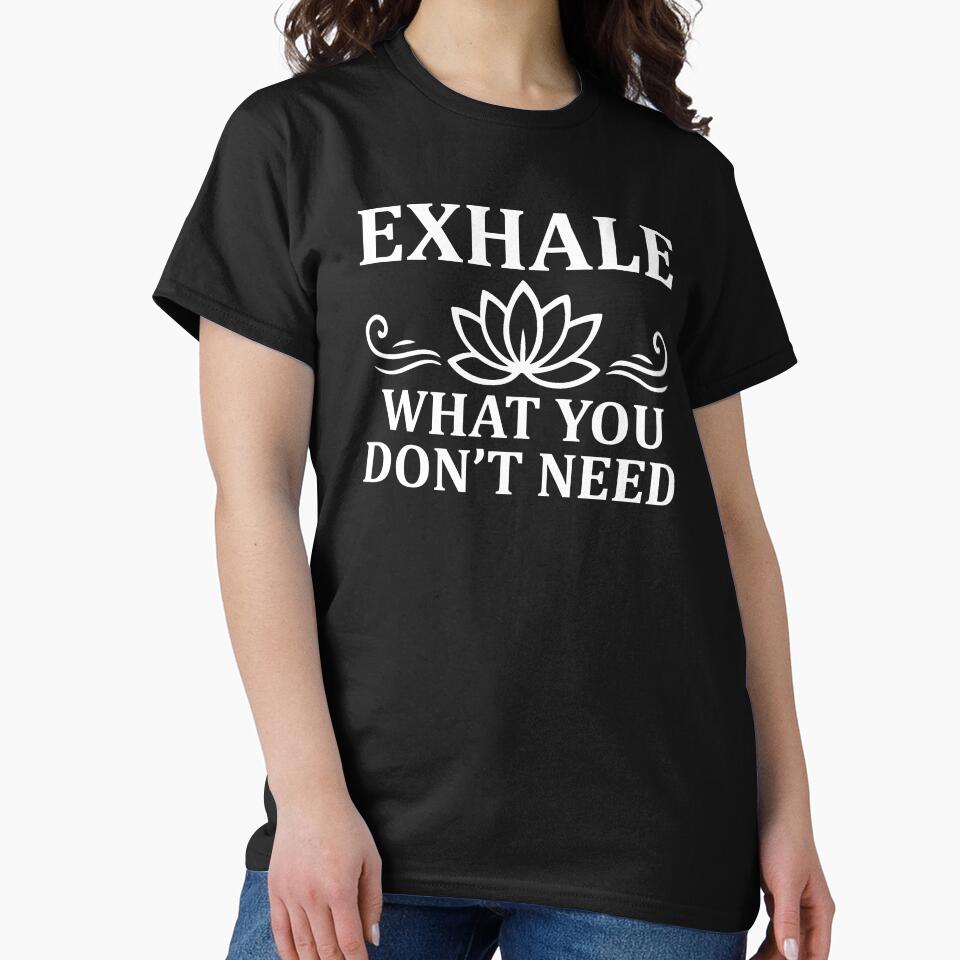 Exhale What You Don’t Need – Minimalist Lotus Quote Design by DesignHouse07