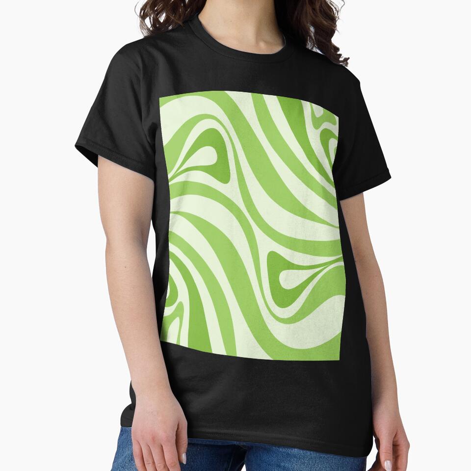 New Groove Retro Swirl Abstract Pattern Lime Green by kierkegaard