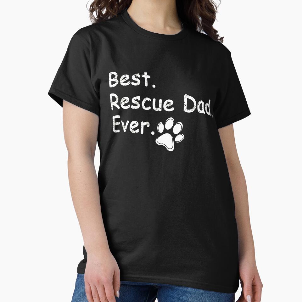 Best Rescue Dad Ever Paw Print Animal Adoption by SoyLamderma