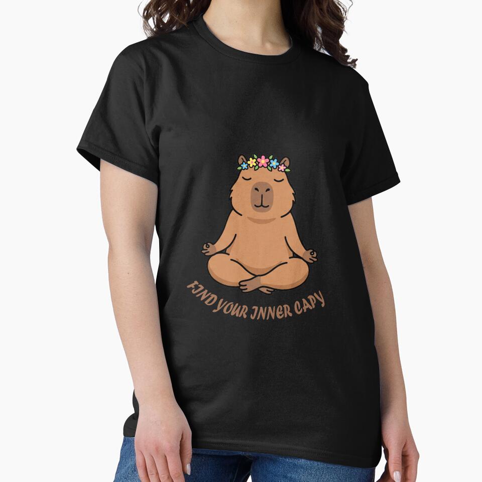 Find Your Inner Capy Funny Capybara Yoga T-Shirt by fowzi shokri