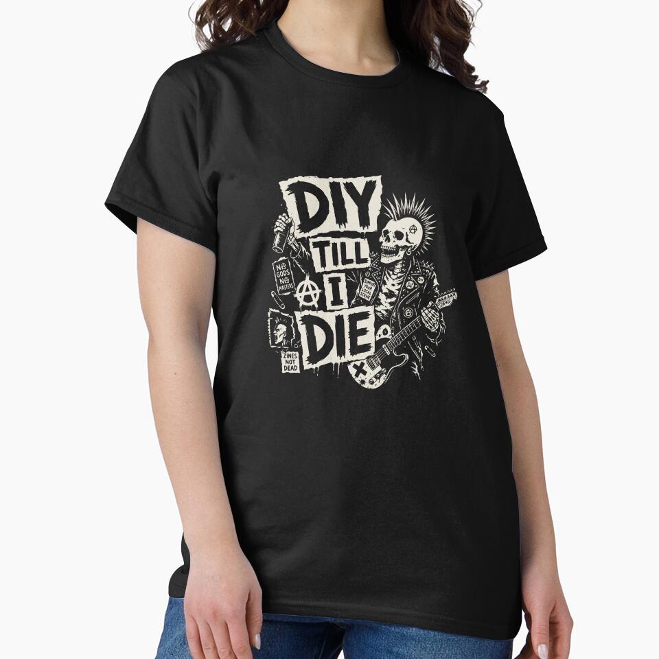 DIY Till I Die Punk Rock Skeleton Underground Art by FeverVoid
