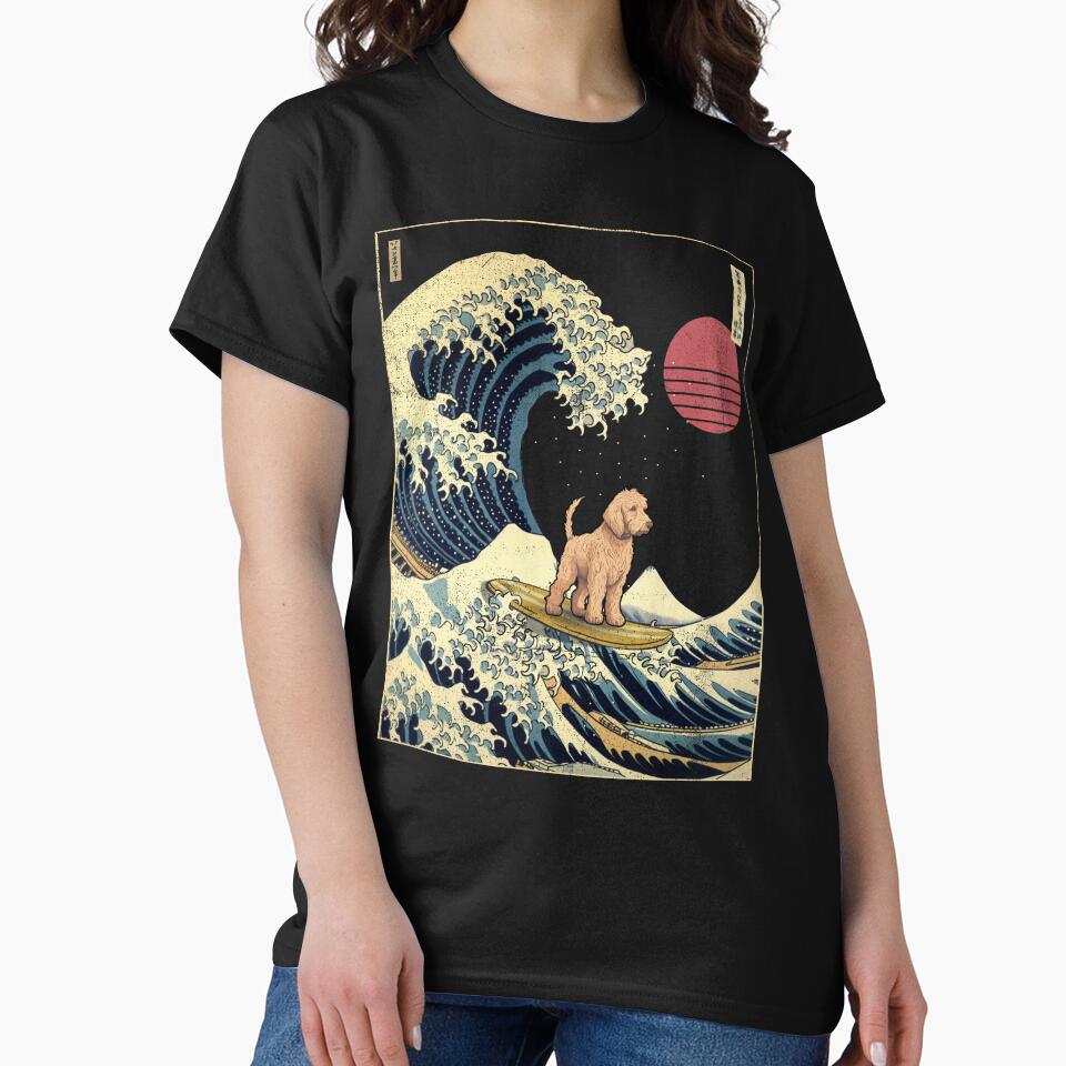 Goldendoodle Kanagawa Japanese Surfing Wave by rafaeltto