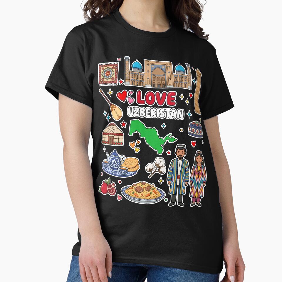 Love Uzbekistan Aesthetic Dark Culture Doodles & Iconic Silk Road Landmarks by mashmosh