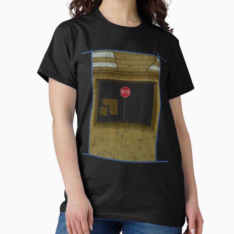 Backrooms Door Stop Sign Distressed by Power Up Prints