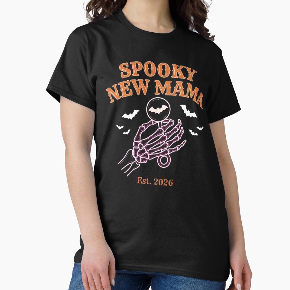 Spooky New Mama Est 2026 Skeleton Baby Rattle Halloween by TeNovaStudio