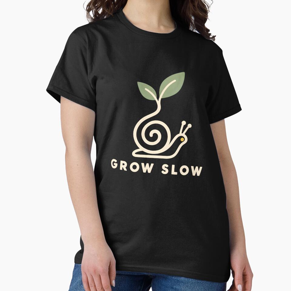Grow Slow – Minimalist Snail and Sprout by VioVibe