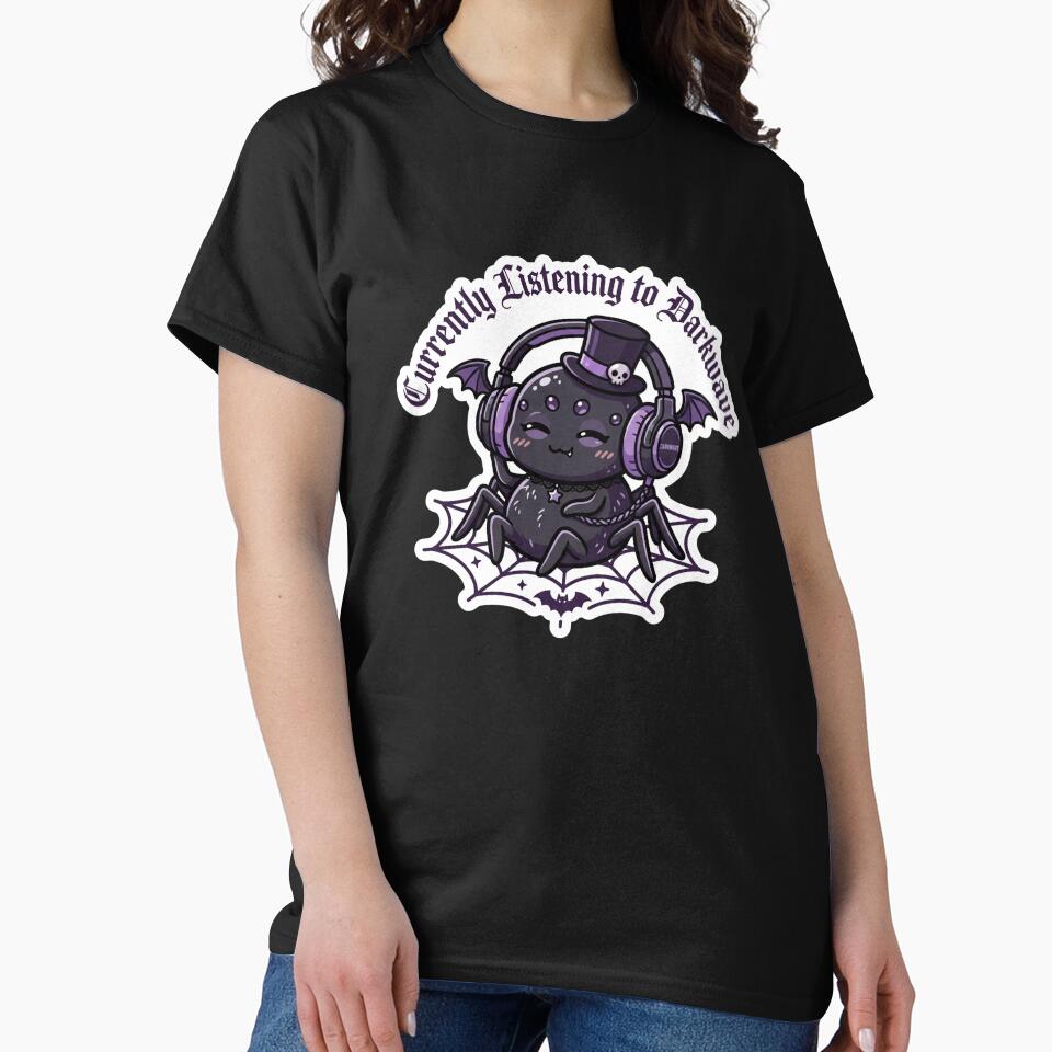 Currently Listening to Darkwave - Kawaii Goth Spider Sticker by EnigmaticGoth