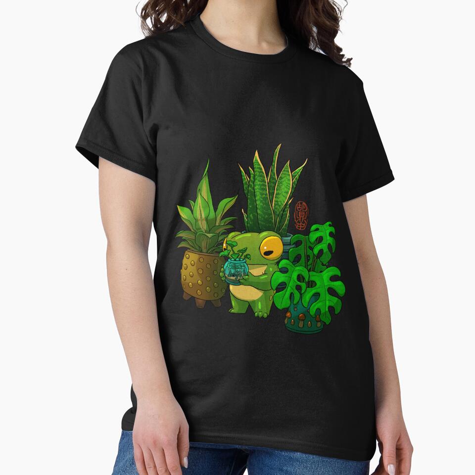 cute frog taking care of plants and tadpole artwork asian style by DingHuArt
