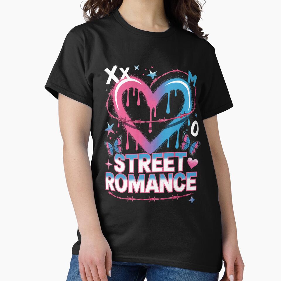 Street Romance XOXO Dripping Heart Barbed Wire Butterfly Valentine's Day by DarylWelsh2024
