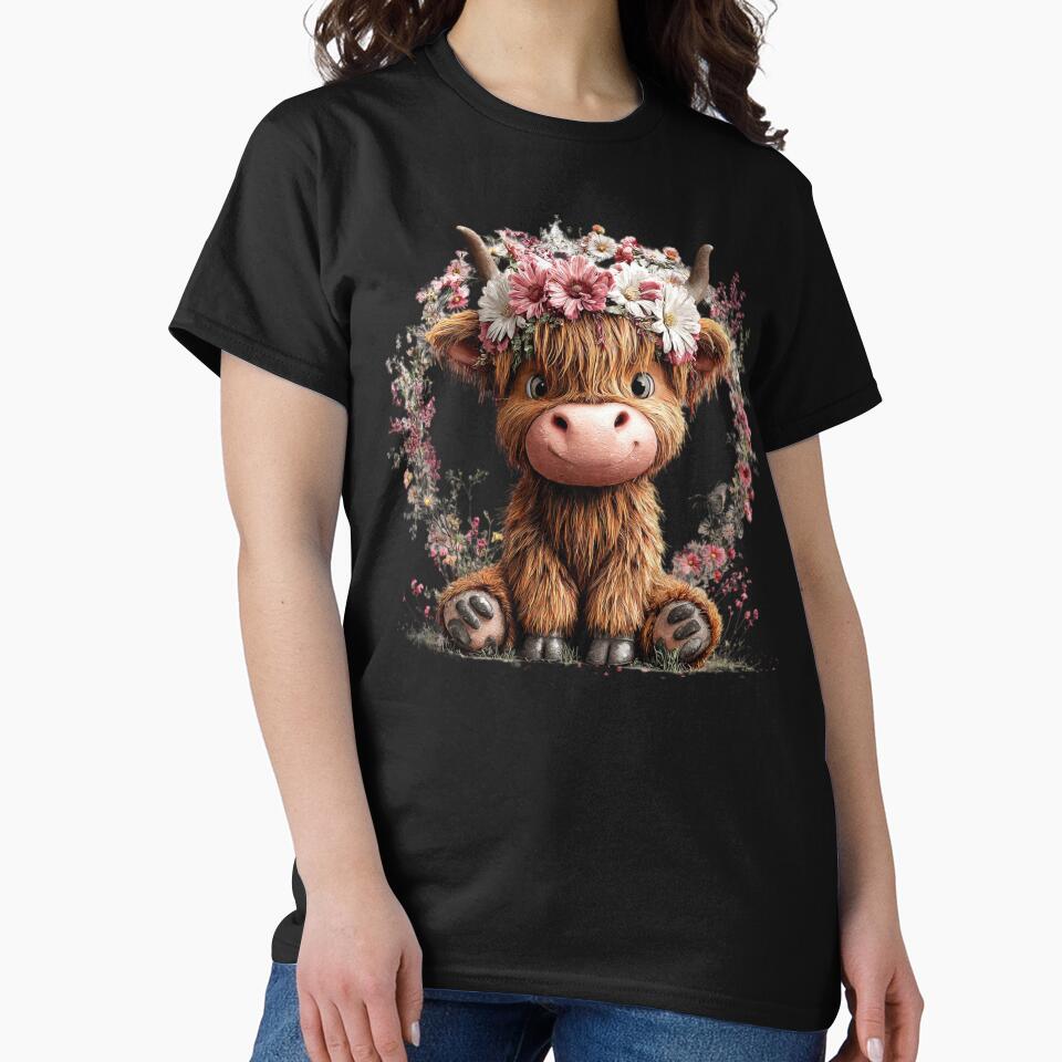 Highland Cow with Flower Crown by perijun