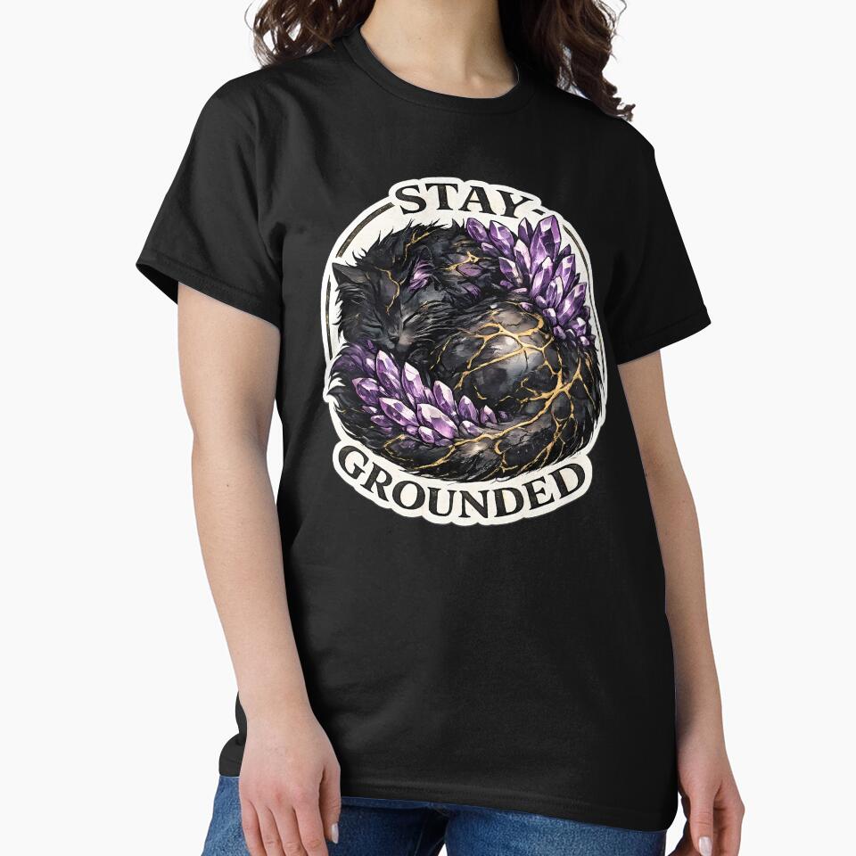 Stay Grounded Black Cat Amethyst Kintsugi by chattsuede