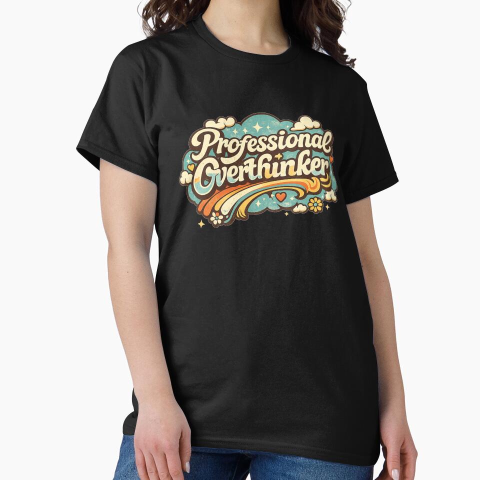 Professional Overthinker | Retro Rainbow Typography by DNHZstore