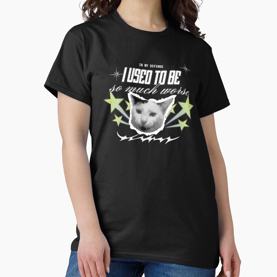 In My Defense I Used To Be So Much Worse - Y2K Funny Cat Meme by karolina lindy