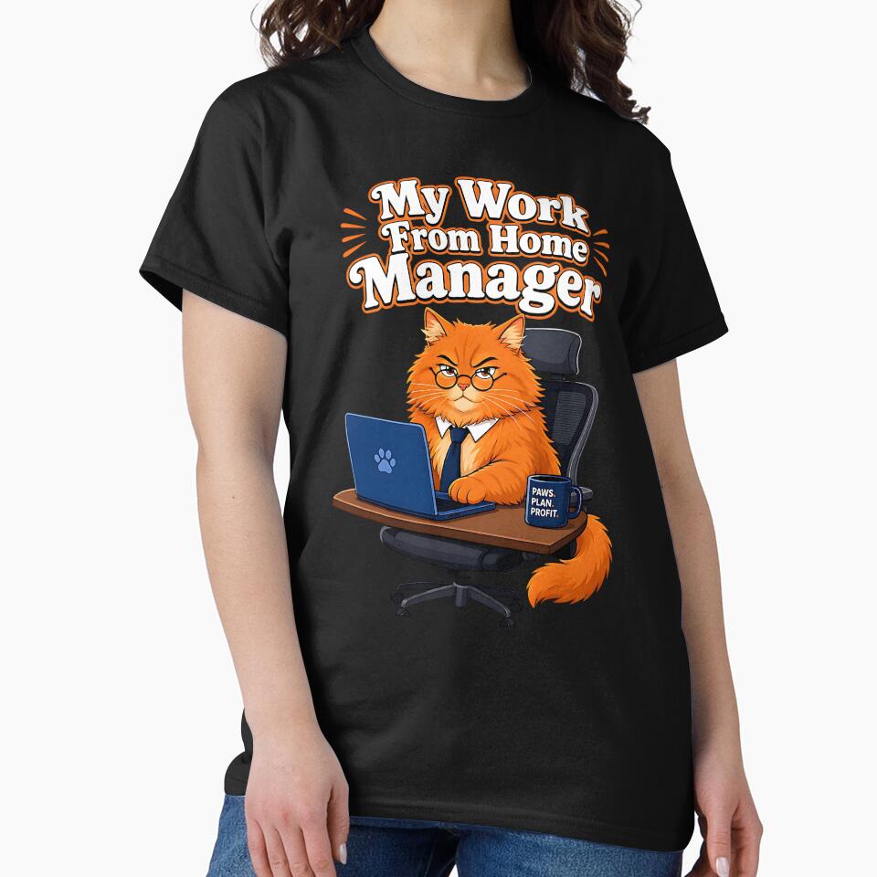 Work From Home Cat Manager Funny Design by SpeakingPrint2