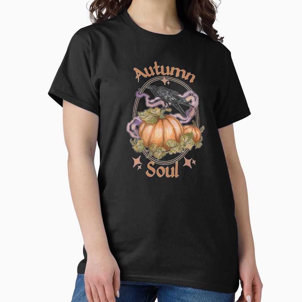 Autumn Soul Raven Pumpkin Cottagecore Whimsigoth Fall Art by esmavart