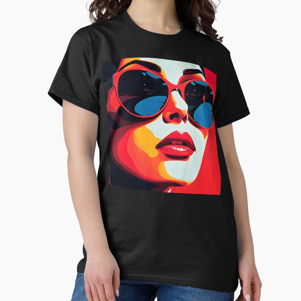 Pop Art Fantasy Female Face And Chic Sunglasses by DEC02