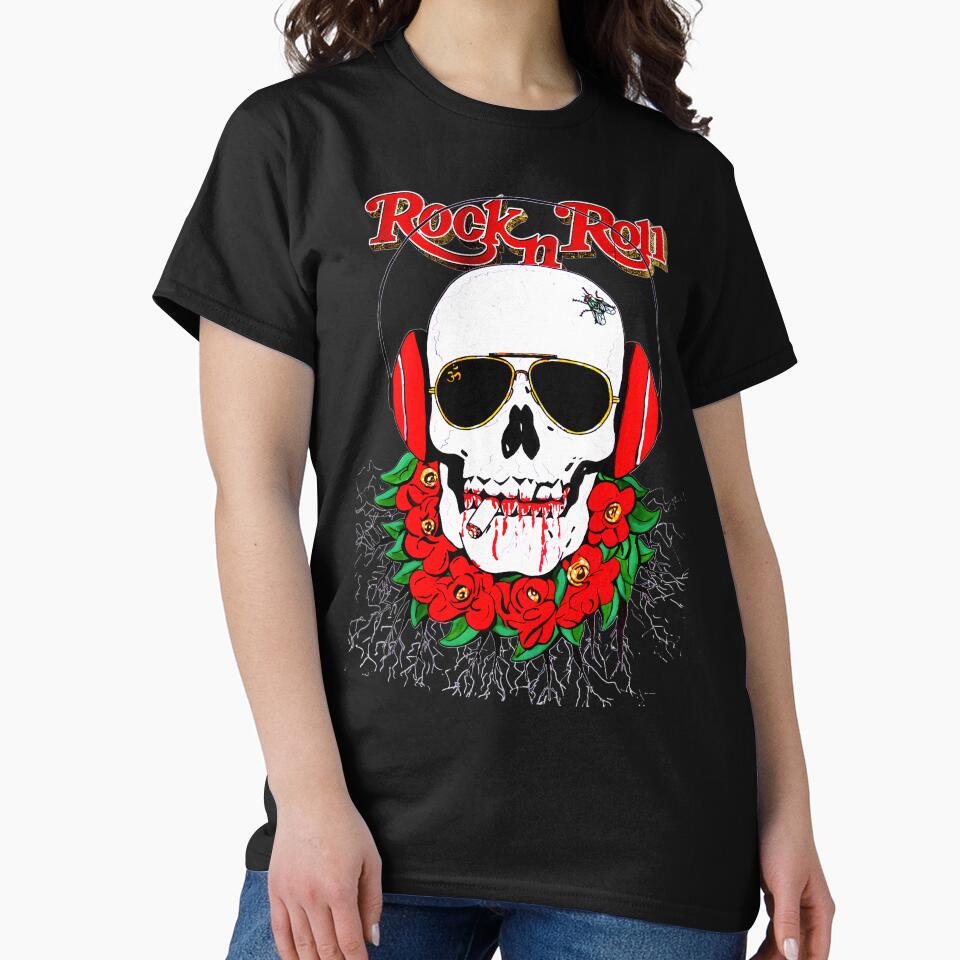 Rock And Roll Hippie Skull With Headphones by JuniorFranecki