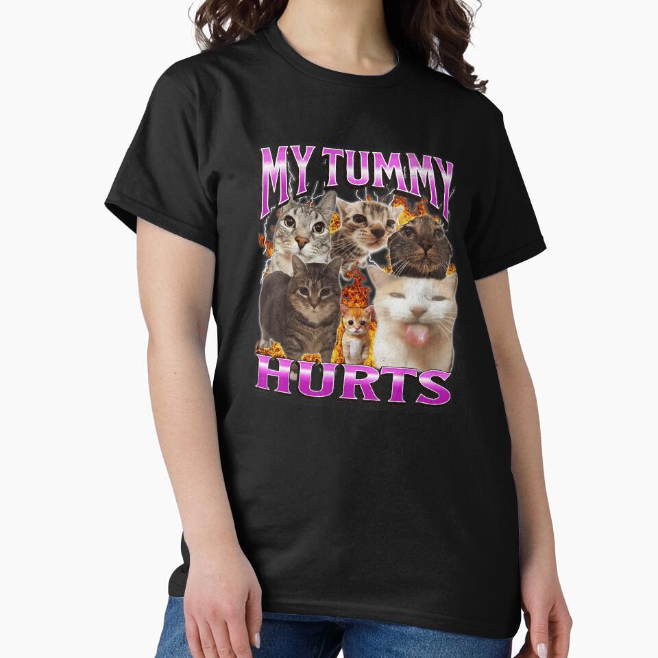My Tummy Hurts Funny Cat Meme Chaotic Humor by tadmercado