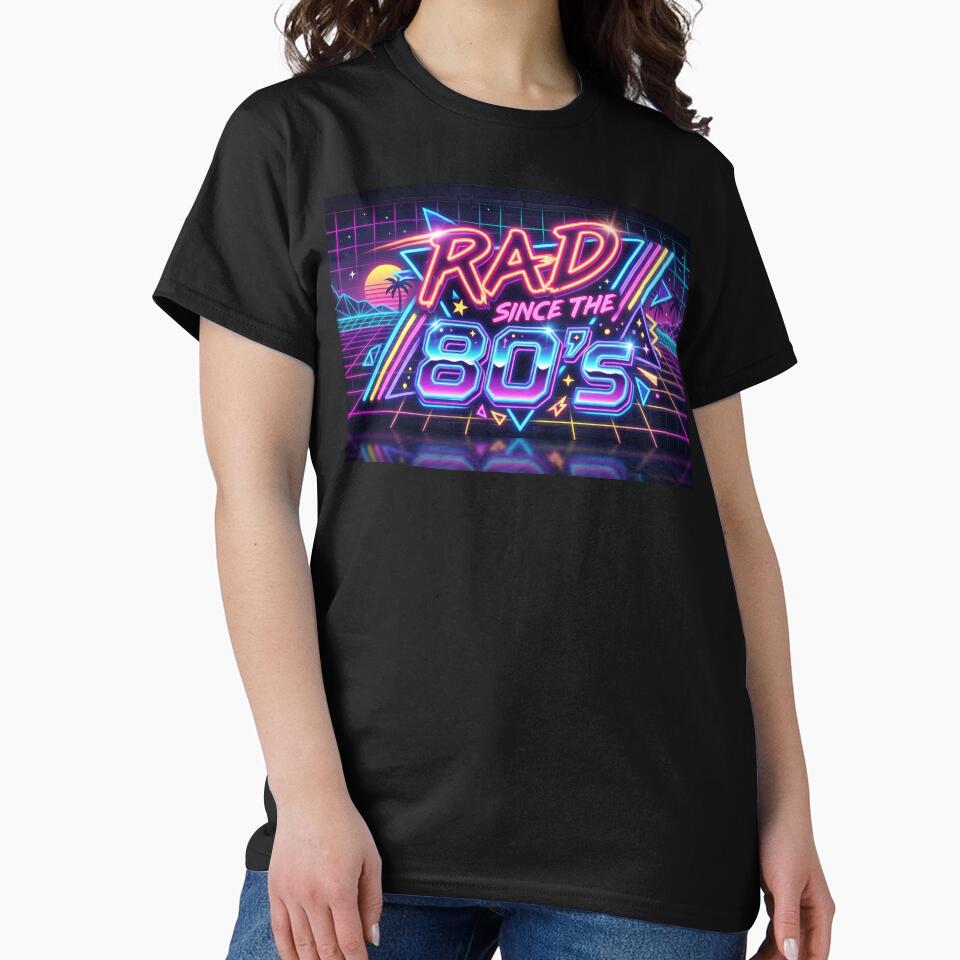 Rad Since the 80s Retro Neon Birthday Gift | Synthwave 80s Party Vintage Birthday Shirt by Kindred Corner