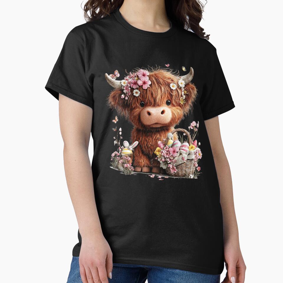 Fluffy Highland Cow with Flowers by perijun