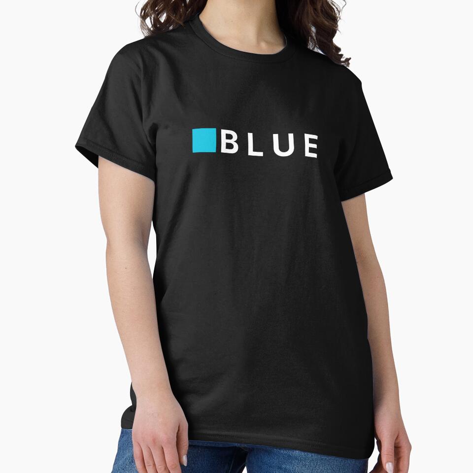 Minimalist Black T-Shirt Sky Blue Graphic by ZZYVU
