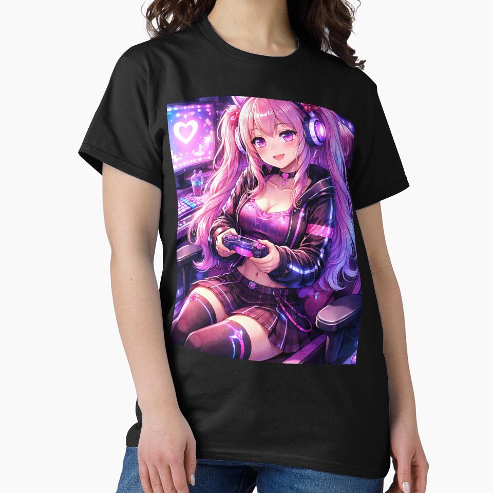 Cyberpunk Gamer Girl Anime – Neon Egirl Gaming Aesthetic Futuristic Art by AnimDream