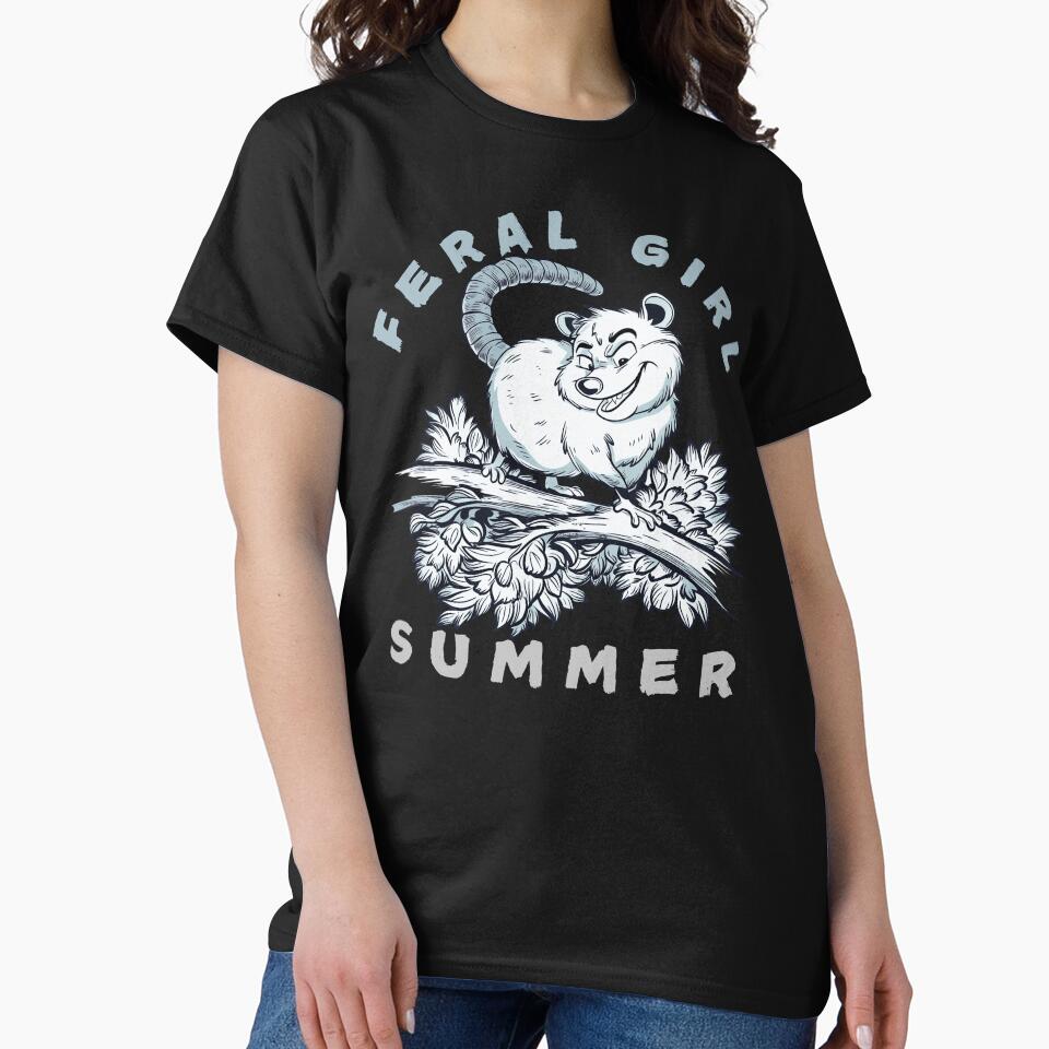 Feral Girl Summer Opossum Wild Summer Vibes by SkymarArt