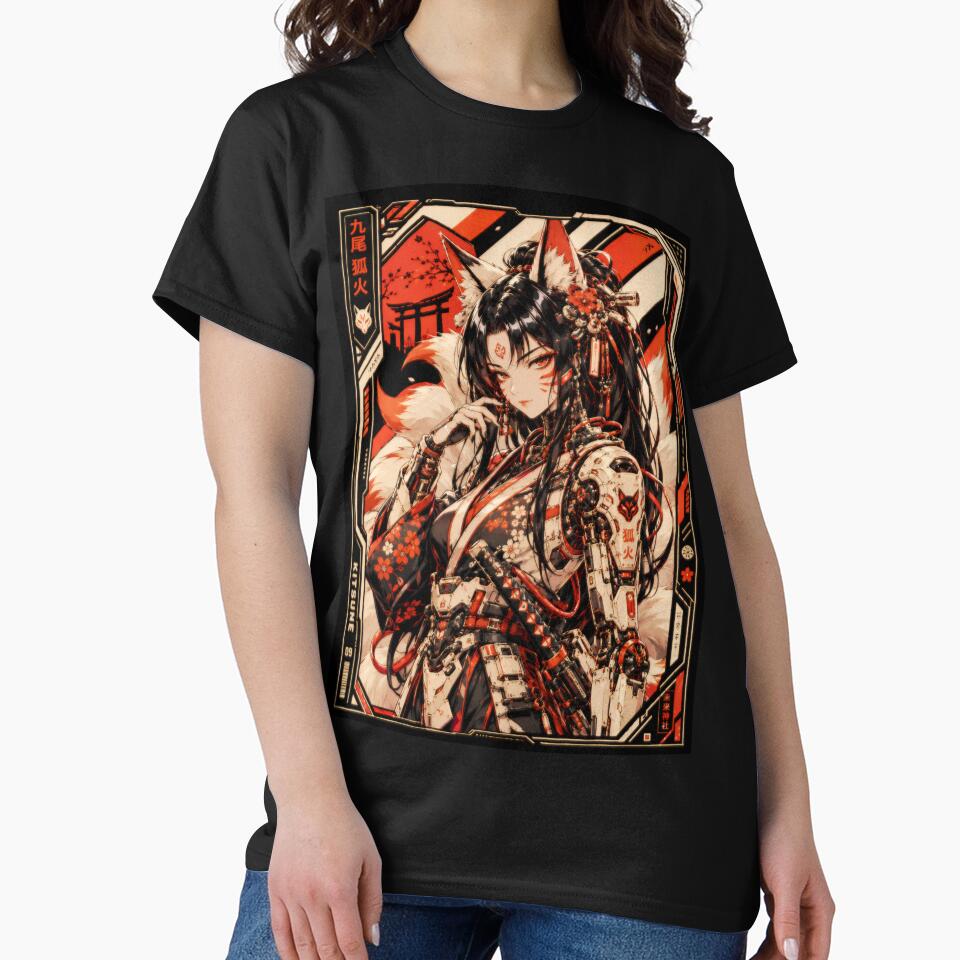 Cyberpunk Kitsune Girl - Retro Anime Fox Spirit by Apocalyptic Art Studio
