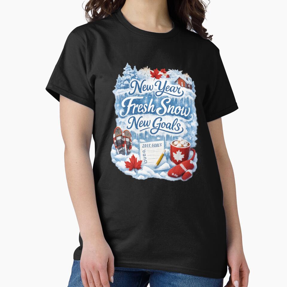 New Year, Fresh Snow, New Goals – Canadian Winter Maple Leaf Design by mocci10