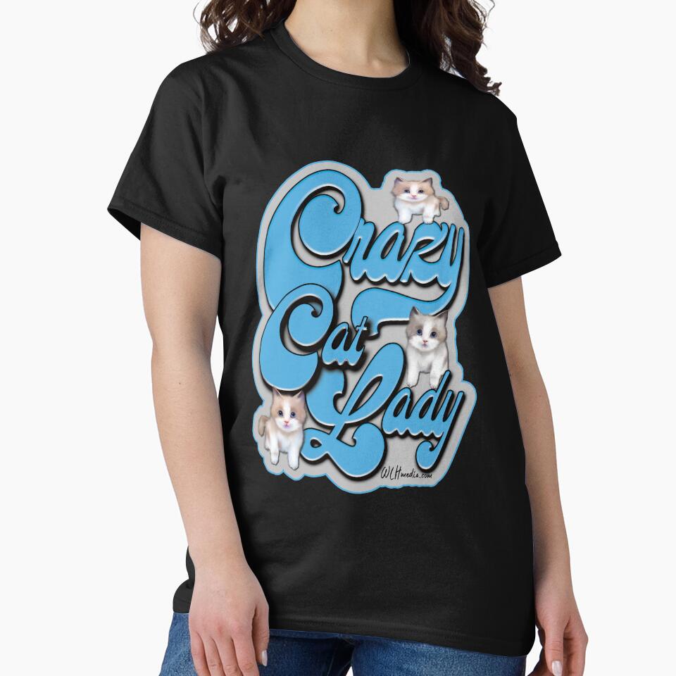 Crazy Cat Lady Fun Blue Word Art by WLHmedia.com