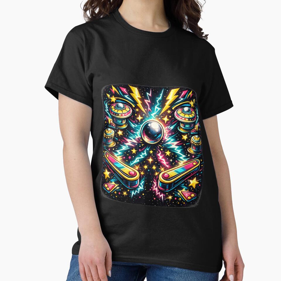 Retro 1980s Arcade Pinball Machine Neon Gaming Graphic by MagicMakerPh