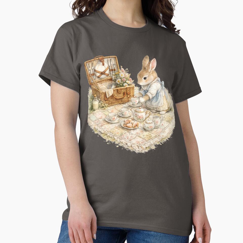 Rabbit Tea Party Illustration – Wildflower Meadow Picnic Design Art by MagicMakerPh